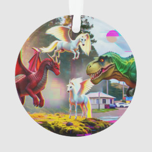 Mythische en prehistorische Pegasus, Draak, Dinosa Ornament