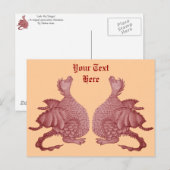 Mythische fantasie creatuur rode draak voor tweeli briefkaart (Voorkant / Achterkant)