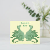 Mythische fantasie creatuur schattig groene draak briefkaart (Staand voorkant)