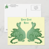 Mythische fantasie creatuur schattig groene draak briefkaart (Voorkant / Achterkant)