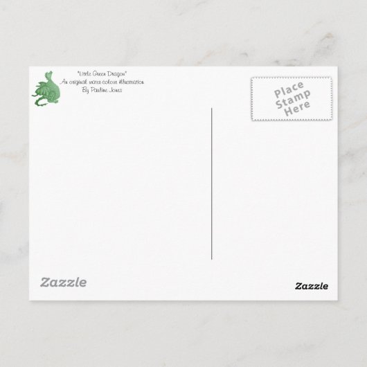 Mythische fantasie creatuur schattig groene draak briefkaart (Achterkant)