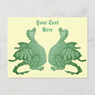 Mythische fantasie creatuur schattig groene draak  briefkaart