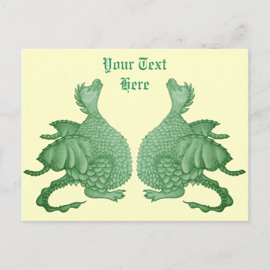 Mythische fantasie creatuur schattig groene draak briefkaart (Voorkant)