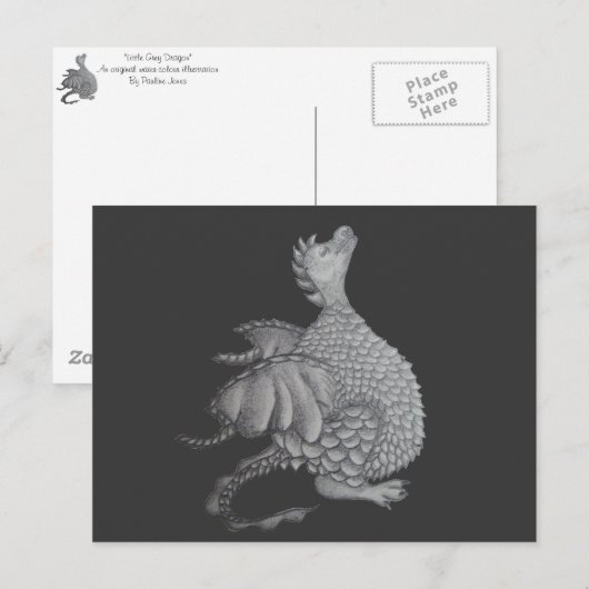 mythische fantasiekertje schattige grijze draak briefkaart (Voorkant / Achterkant)