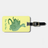 mythische fantasiekertje schattige groene draak bagagelabel (Voorkant horizontaal)