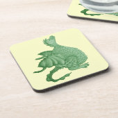mythische fantasiekertje schattige groene draak bier onderzetter (Linkerzijde)