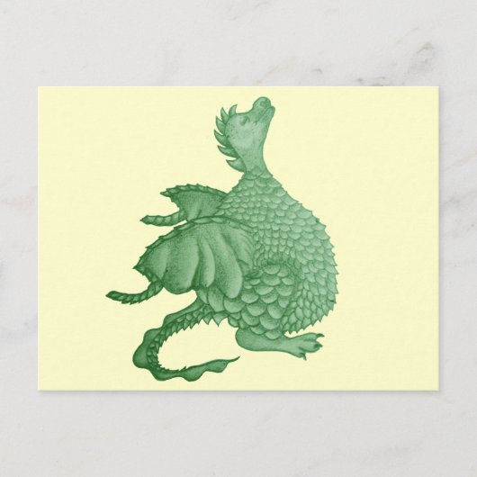 mythische fantasiekertje schattige groene draak briefkaart (Voorkant)