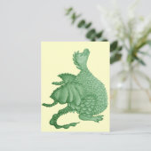 mythische fantasiekertje schattige groene draak briefkaart (Staand voorkant)