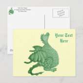 mythische fantasiekertje schattige groene draak briefkaart (Voorkant / Achterkant)