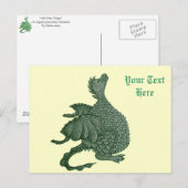 mythische fantasiekertje schattige groene draak briefkaart (Voorkant / Achterkant)