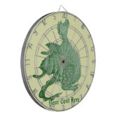 mythische fantasiekertje schattige groene draak dartbord (Voorkant Links)