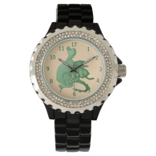 mythische fantasiekertje schattige groene draak horloge