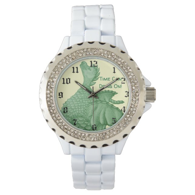 mythische fantasiekertje schattige groene draak horloge (Voorkant)