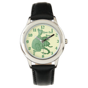 mythische fantasiekertje schattige groene draak horloge