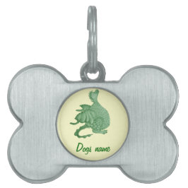 mythische fantasiekertje schattige groene draak huisdieren naamplaatje