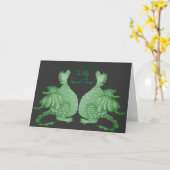 mythische fantasiekertje schattige groene draak kaart (Gele Bloem)