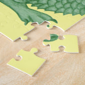 mythische fantasiekertje schattige groene draak legpuzzel (Zijkant)