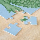 mythische fantasiekertje schattige groene draak legpuzzel (Zijkant)