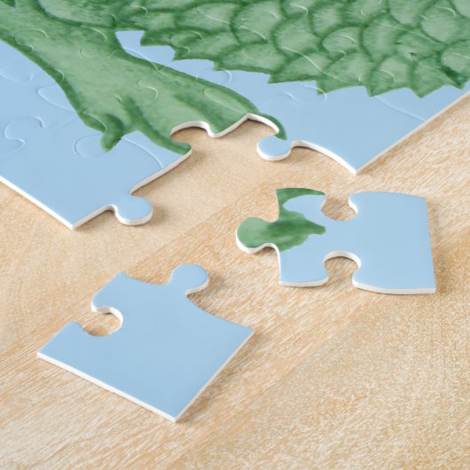 mythische fantasiekertje schattige groene draak legpuzzel (Zijkant)