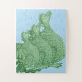 mythische fantasiekertje schattige groene draak legpuzzel (Verticaal)