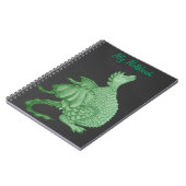 mythische fantasiekertje schattige groene draak notitieboek (Linkerzijde)
