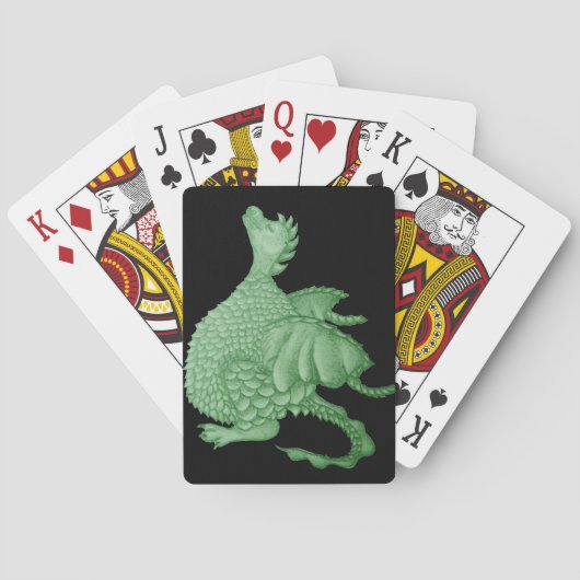 mythische fantasiekertje schattige groene draak pokerkaarten (Achterkant)
