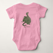 mythische fantasiekertje schattige groene draak romper (Achterkant)