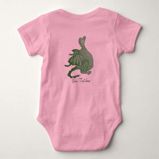 mythische fantasiekertje schattige groene draak romper (Achterkant)