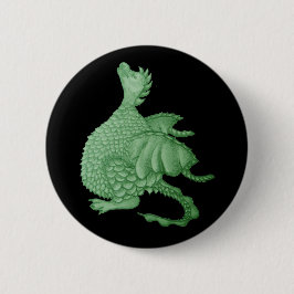 mythische fantasiekertje schattige groene draak ronde button 5,7 cm