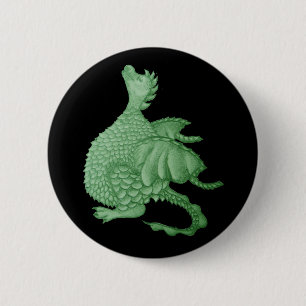 mythische fantasiekertje schattige groene draak ronde button 5,7 cm