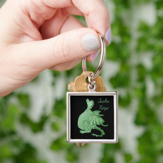 mythische fantasiekertje schattige groene draak sleutelhanger (Hand)