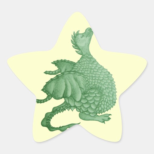 mythische fantasiekertje schattige groene draak ster sticker (Voorkant)