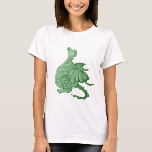 mythische fantasiekertje schattige groene draak t-shirt (Voorkant)