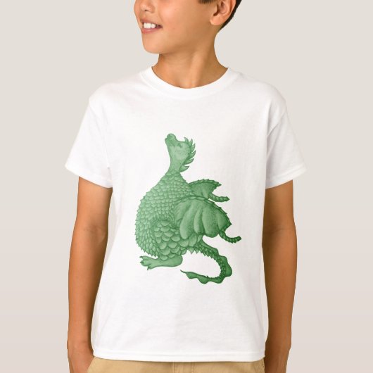 mythische fantasiekertje schattige groene draak t-shirt (Voorkant)