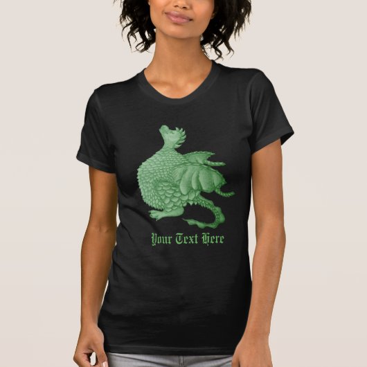 mythische fantasiekertje schattige groene draak t-shirt (Voorkant)