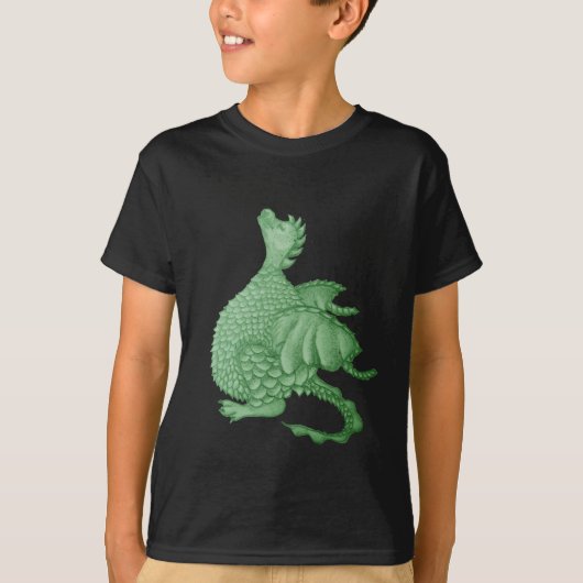 mythische fantasiekertje schattige groene draak t-shirt (Voorkant)