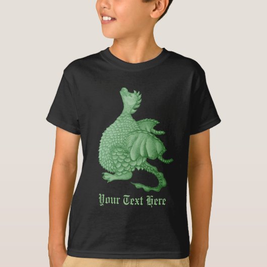 mythische fantasiekertje schattige groene draak t-shirt (Voorkant)