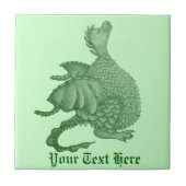 mythische fantasiekertje schattige groene draak tegeltje (Voorkant)