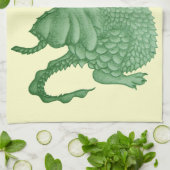 mythische fantasiekertje schattige groene draak theedoek (Gevouwen)