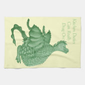 mythische fantasiekertje schattige groene draak theedoek (Horizontaal)