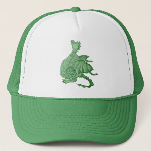 mythische fantasiekertje schattige groene draak trucker pet (Voorkant)