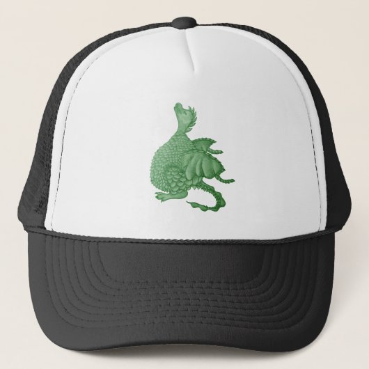 mythische fantasiekertje schattige groene draak trucker pet (Voorkant)