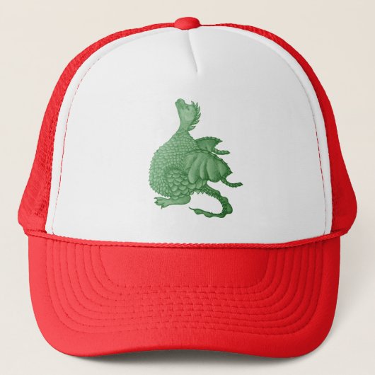 mythische fantasiekertje schattige groene draak trucker pet (Voorkant)