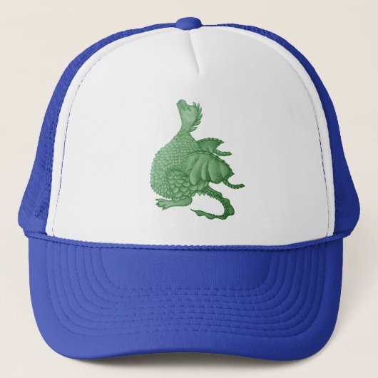mythische fantasiekertje schattige groene draak trucker pet (Voorkant)