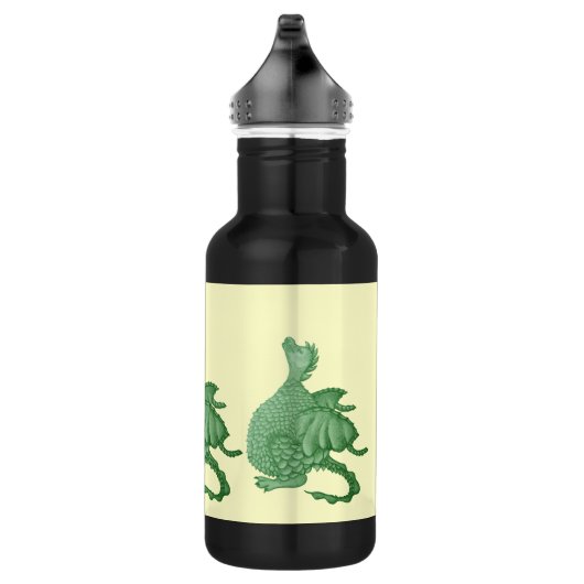 mythische fantasiekertje schattige groene draak waterfles  (Rechts)