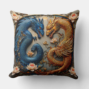 Mythische Fantasy Draak Decoratie in Yin Yang Deco Kussen
