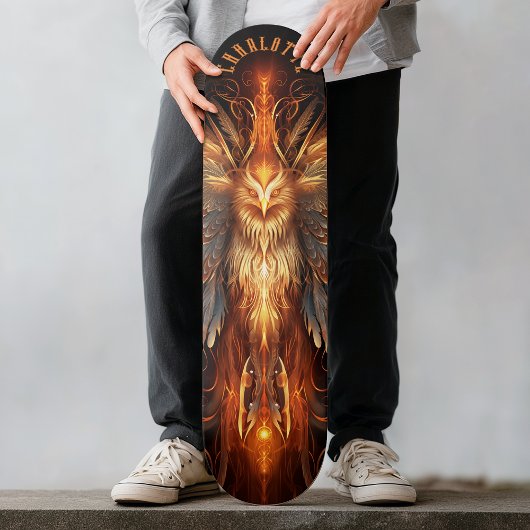 Mythische feniks met tribale patronen donkere fant persoonlijk skateboard