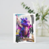 *~* Mythische FOTO AP48 Kinder Dragon Cartoon Briefkaart (Staand voorkant)