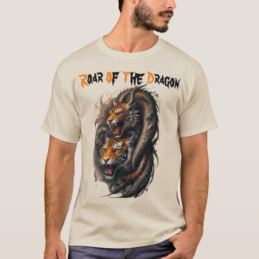 Mythische fusie: Tiger-Dragon Power T-shirt (Voorkant)