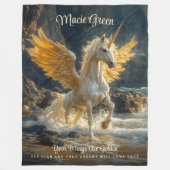 Mythische gouden gevleugelde Pegasus Ocean Fantasy Fleece Deken (Voorkant)